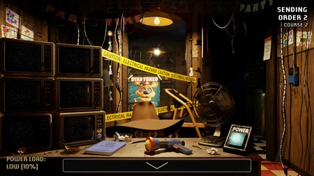 A Bite at Freddy's office right side with CRT monitors and Power Load indicator