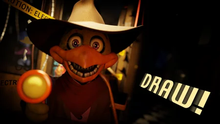 Talkshow Chica appearing for a quick-draw duel in A Bite at Freddy's