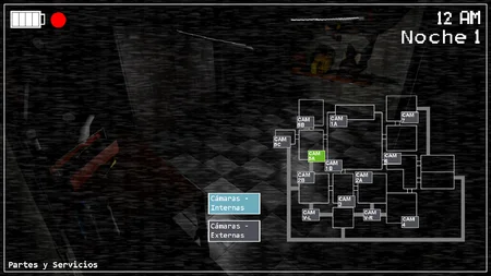 Parts and Service room camera view with shadowy animatronic silhouettes in After Nights at Freddy's