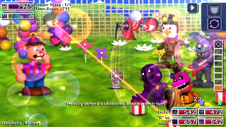 Colorful battle in a circus area with unique enemies in FNAF World Refreshed