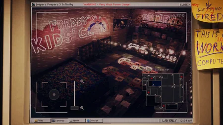 Security camera view of Freddy's Kids Club play area in Next Week at Freddy's