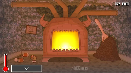 The furnace room in One Night at Flumpty's 3 with warm fire and temperature contrast